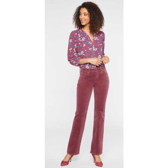 NYDJ Marilyn Straight Fine Stretch Husk Red Corduroy Lift Tuck 10 - Picture 1 of 11